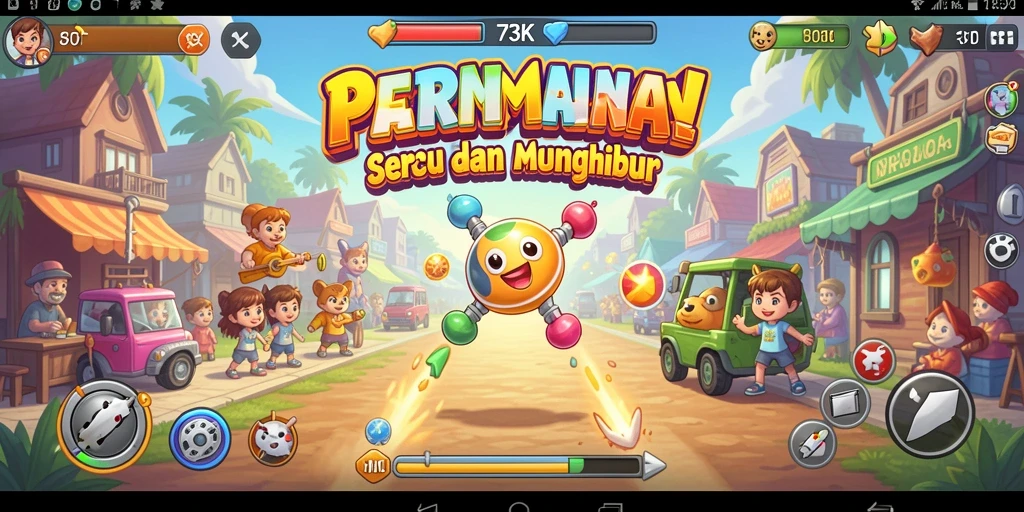 Screenshot tampilan gameplay seru di 73K, menampilkan aksi cepat dan tantangan menarik.