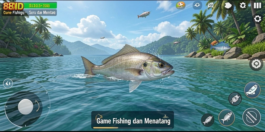 Tampilan gameplay 88ID yang menakjubkan dengan aksi memancing seru.