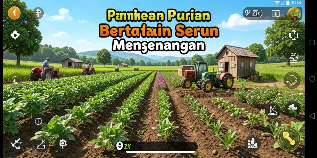Screenshot permainan 9ZK yang menunjukkan aktivitas bertani yang seru.