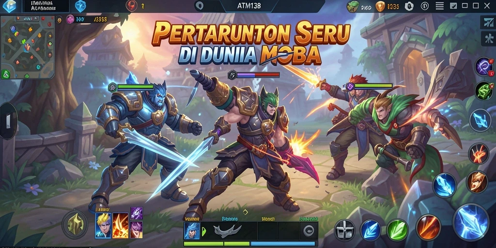 Tampilan gameplay seru dari ATM138 MOBA dengan pertarungan intens.