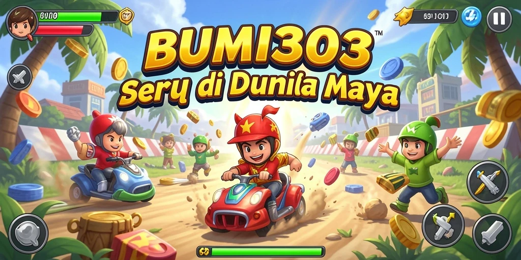 Gameplay BUMI303 menampilkan balapan yang seru dan mendebarkan.