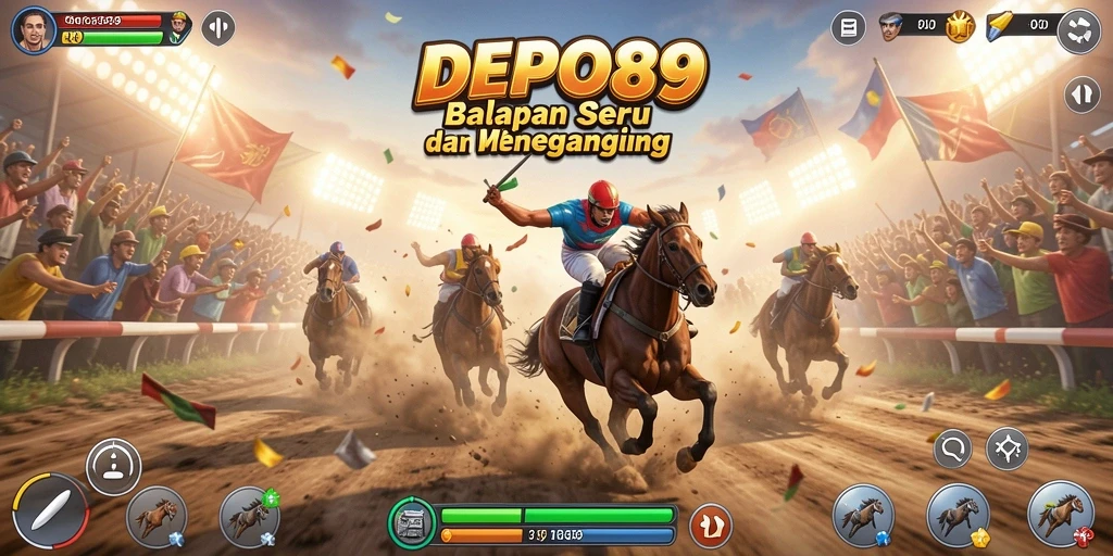 Tampilan gameplay seru DEPO89 dengan aksi balapan mendebarkan.