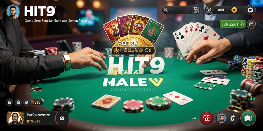 Tampilan permainan Poker menarik dengan banyak pemain aktif.