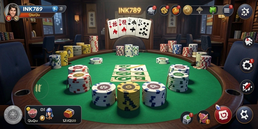 Tangkapan layar gameplay INK789 yang menegangkan dan penuh strategi QiuQiu.