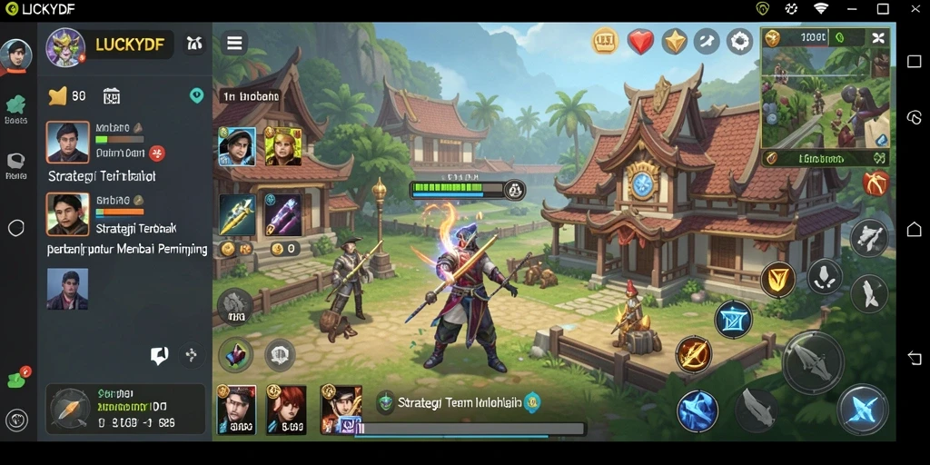 Screenshot LUCKYDF menunjukkan aksi intens dalam permainan strategi.