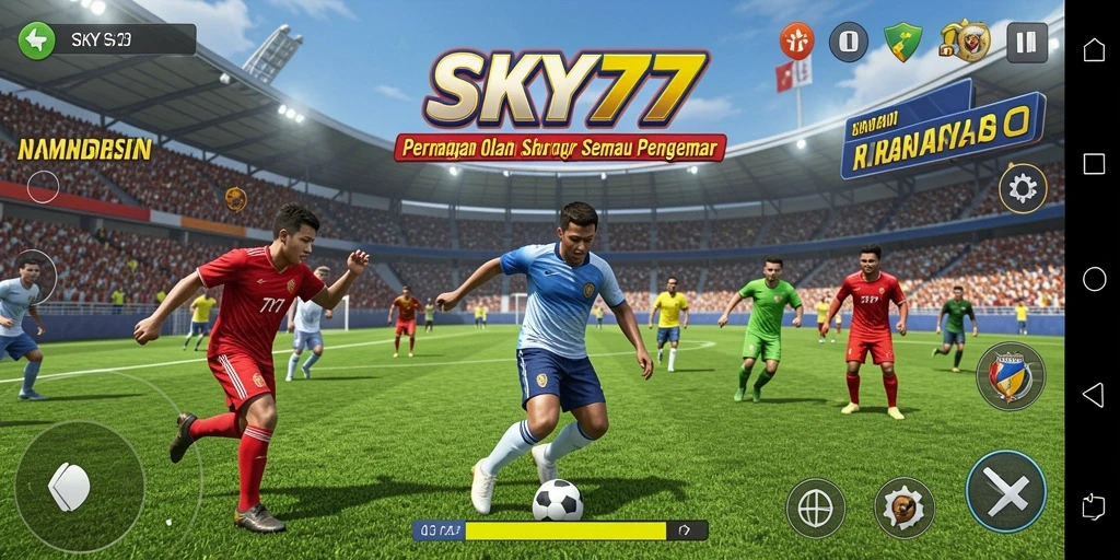 Tampilan gameplay seru dalam SKY77 yang menampilkan aksi olahraga.