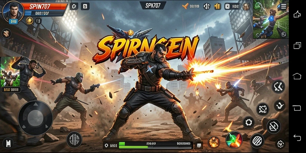 Screenshot gameplay SPIN707 dengan pertarungan aksi yang mendebarkan.