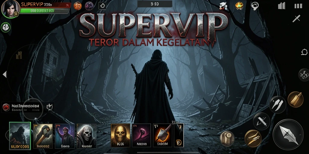 Tampilan gameplay menegangkan dari SUPERVIP dengan suasana horor yang mencekam.